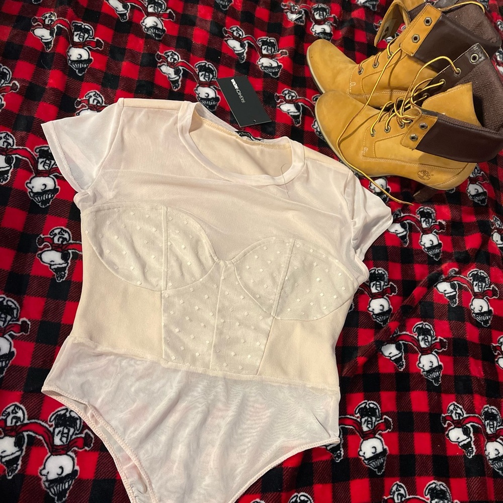 Fashion Nova mesh Bustier bodysuit.